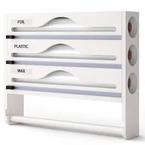 A space management tool for kitchen optimizers! The bamboo cutter with integrated paper towel holder perfectly solves categorized storage of wrapping films and tissues in cooking zones through its consolidated design, enhancing kitchen efficiency
