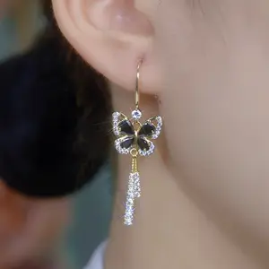 Butterfly Drop Earrings for Women 2025, Elegant Micro-Pave Design, Lightweight Chic Luxury Jewelry DZEH1443