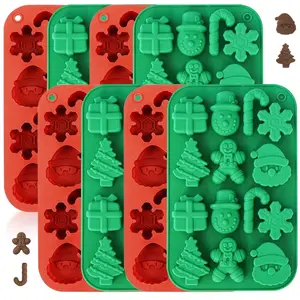 Silicone Cookie Baking Mold Set - Non-Stick Heat-Resistant Cookie Cutters For Oven/Freezer/Dishwasher, Reusable Cake Decorating Tools With 8 Shapes (Snowflake/Star/Heart/Tree Etc.)