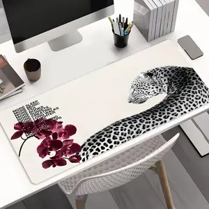 Minimalist Leopard Orchid Lifestyle Mouse Pad For Office Study Gaming - Anti - Slip Rubber Base Smooth Surface Extra Large Desk Mat With Motivational Text For Women Gift Office Desk Accessories