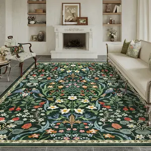 Washable Living Room Carpets Modern Floral Bedroom Carpets Non-slip Floral  Printed Carpets Home Decor Low-pile Carpets Available In Green/beige