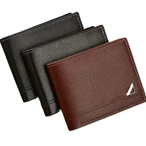 Men PU Leather Wallet Latest Style Big Capacity Multiple Card Slots with Coin Compartment Fold Design for ID Credit Cards Cash Business Daily Travel Gift