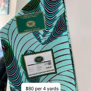 Elegant African Textile Fabrics - Guaranteed Real Dutch Wax Block Prints Printed in Holland $80 per 4 Yards