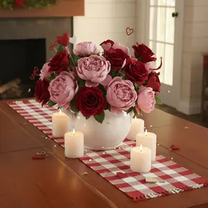 Buffalo Red and White Check Yarn Table Runners