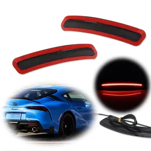 2PCS Smoked Rear Bumper Red LED Side Marker lamps Lights For 2020 2021 2022 2023 2024 Toyota GR Supra,Replace OEM #F1820G_20_21_2020_2021_U49