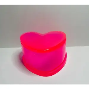 Hot Pink Heart Resin Trinket Box with Lid