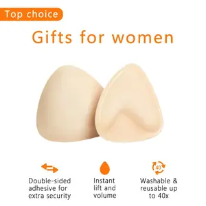 Women's Sticky Push Up Inserts Double-Sided Adhesive Backless Bra Cups Reusable Sweat & Water Resistant Instant 2 Cup Boost Bra Accessories Washable Lift