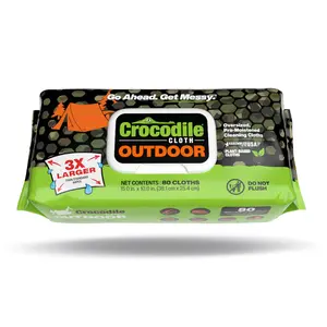 Crocodile Cloth Outdoor – Plant-Based Camping & Adventure Wipes (80 Pack) - Skin Safe