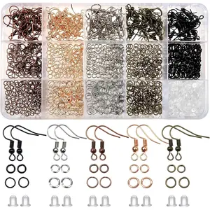 TOAOB 150pcs Hypoallergenic Earring Hooks Mixed Colors Ear Wire Hooks Earring Making Kit with 1000pcs Open Jump Rings 200pcs Earrings Backs for Jewelry Making Findings