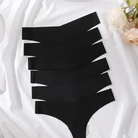 Women's Solid Color Seamless Casual Nylon V-shaped Waist Thong, Soft Comfy Breathable Panty for Daily Wear, Underwear for All Seasons, Soft Breathable Panties