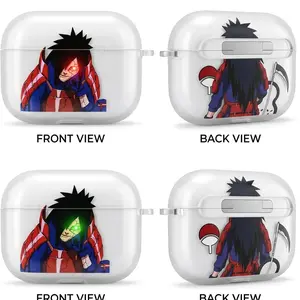 Madara Uchiha Anime AirPods Case with Keychain, Frosted PC Protective Cover for AirPods Pro, Naruto Manga Earbuds Case Gift for Him Her
