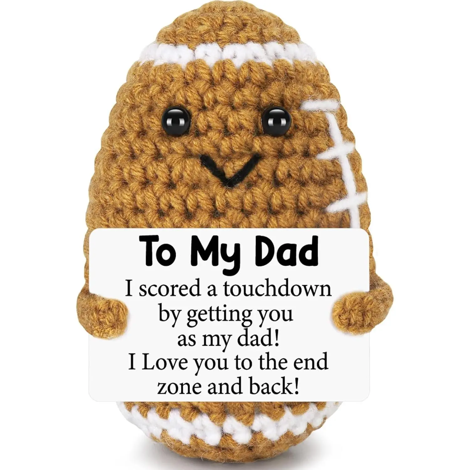 Dad Gifts from Daughter Son Wife, Positive Handmade Crochet Dad Birthday , Funny Cute Small Gifts for Dads, I Love You Girl Papa  Idea,  Doll for Step-Dads Football