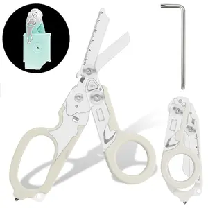 6-in-1 Multifunctional Outdoor Power Pliers and Combination Scissors with Storage Box, Foldable Easy-to-Carry Heavy-Duty Metal Multipurpose Cutting Tool, Portable Hand Tool for Home and Construction Use, Reusable Foldable Tool