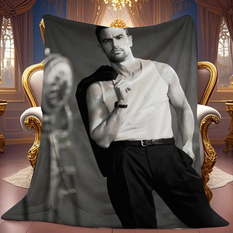 Theo James Theme Print Soft and comfortable home blankets, small throw blankets, nap blankets, perfect Christmas gifts for friends and besties. Super soft heat-pressed blankets. P251223100