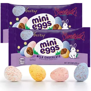Milk Chocolate Mini Eggs Candy, 2 Bags 9oz Each, Creamy Chocolate Egg Shaped Sweets, Easter Style Treats, Snack & Party Candy Pack