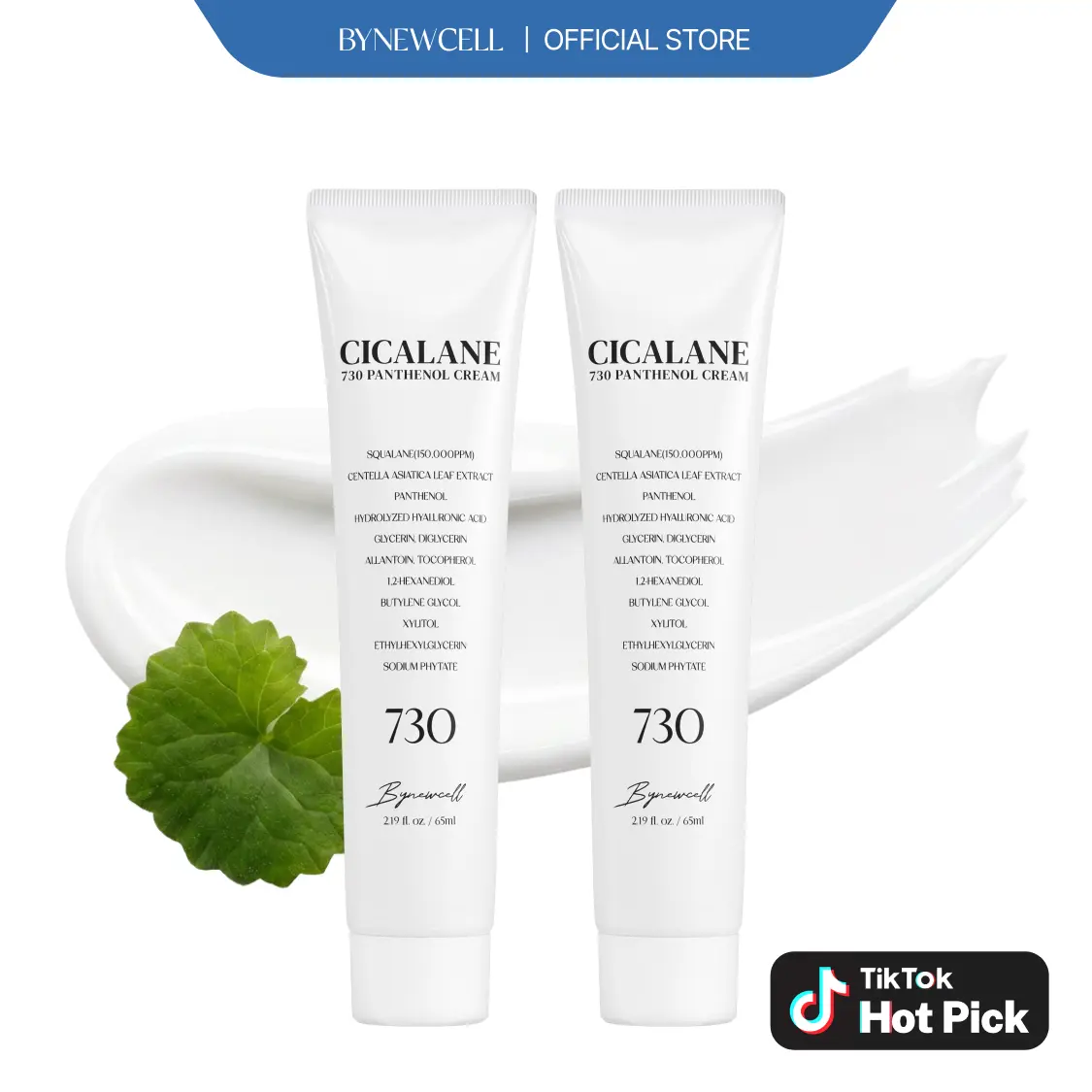 [2PACK] BYNEWCELL 730 Cicalane Panthenol Cream 1+1 Sale 2 Pack for Dry & Acne Prone Skin Moisturizers with Hyaluronic Acid & Centella Asiatica Extract Gentle Hydrating Sensitive Daily Moisture Nourishing Soothing Anti Aging Blur Soothing Glow Skin Skin Re