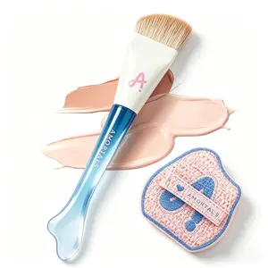 AMORTALS Flat Foundation Brush with Spatula, No Streak Soft Synthetic Makeup Brush for Liquid Cream Foundation, Multi-Use Face Makeup Tool