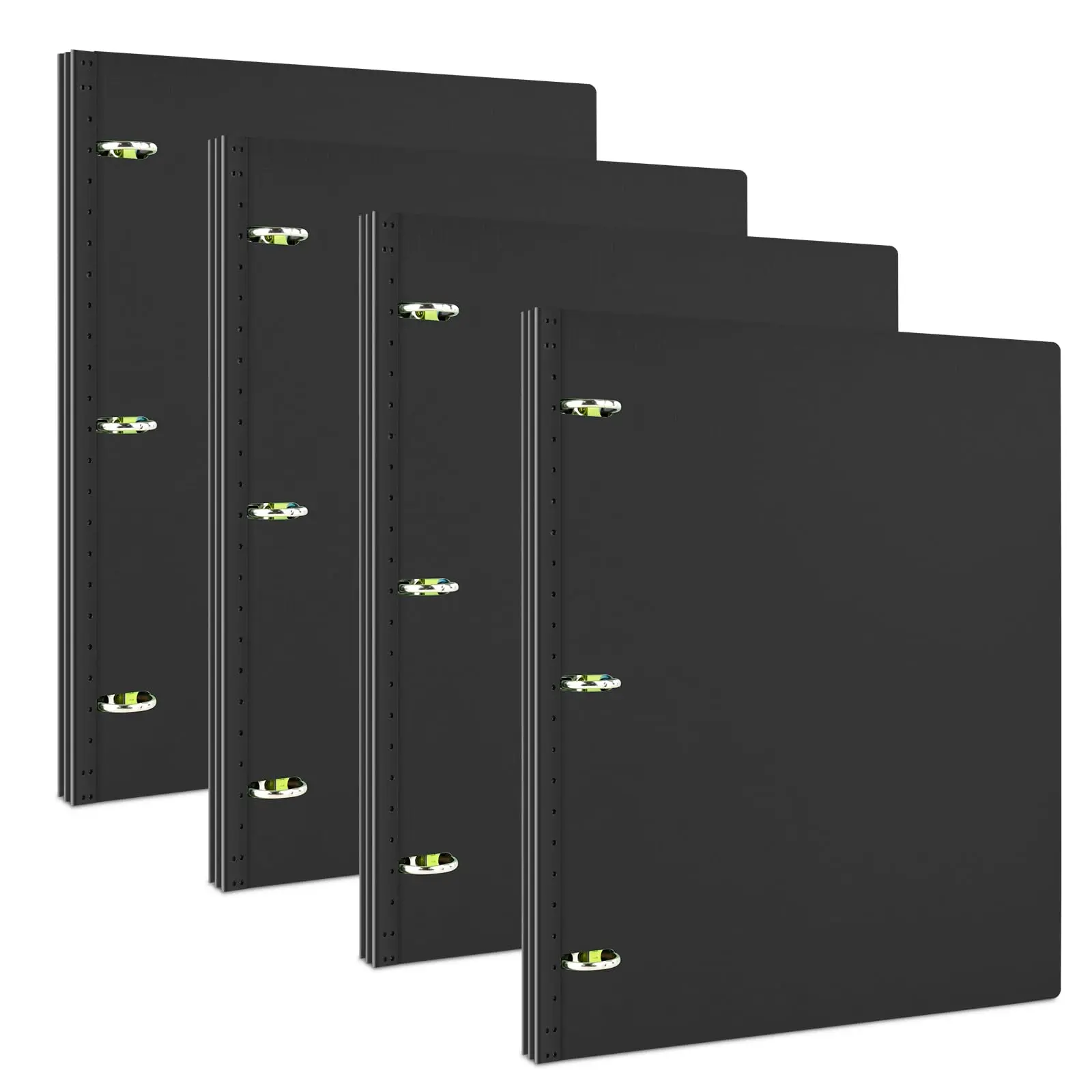Telescoping 3-Ring Binder – Set of 4, portable plastic binder with telescoping spine, 3-ring binders with foldable front cover that holds 8.5″ × 11″ paper for school, office, and home