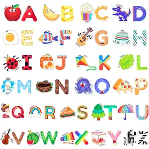 Fridge Magnets for Toddlers – 26 Cute Objects & Uppercase Letters, Large Refrigerator ABC Alphabet Magnets Set for Kids, Preschool Learning Spelling Alphabet Gift Toy for Ages 2+