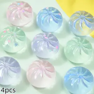 4pcs Glitter Dumpling Squishy Toys, Kawaii Squishies, Squishy Sensory Fidgets, Stress Relief Sensory Playset, Soft Slow-Rebound Design, Perfect for Parties & Gifts