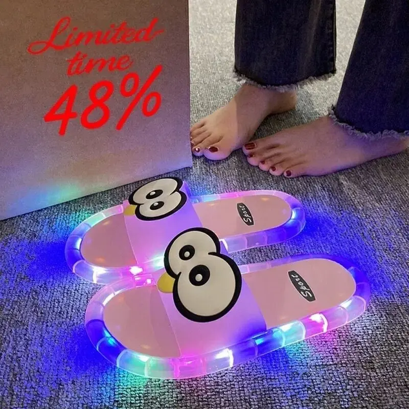 Crystal Glowing Slippers for Girls, Summer Outdoor Wear, Cool Sandals for Women, Glossy Fun Home Slippers, Gifts