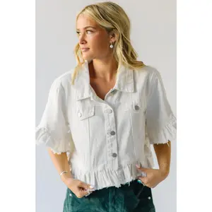 The Talley Ruffle Denim Jacket in White