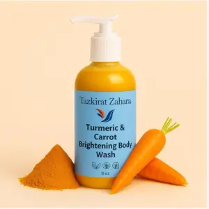 Tazkirat Zahara Turmeric & Carrot Brightening Body Wash 8 oz - Natural Ingredients for Skin Care
