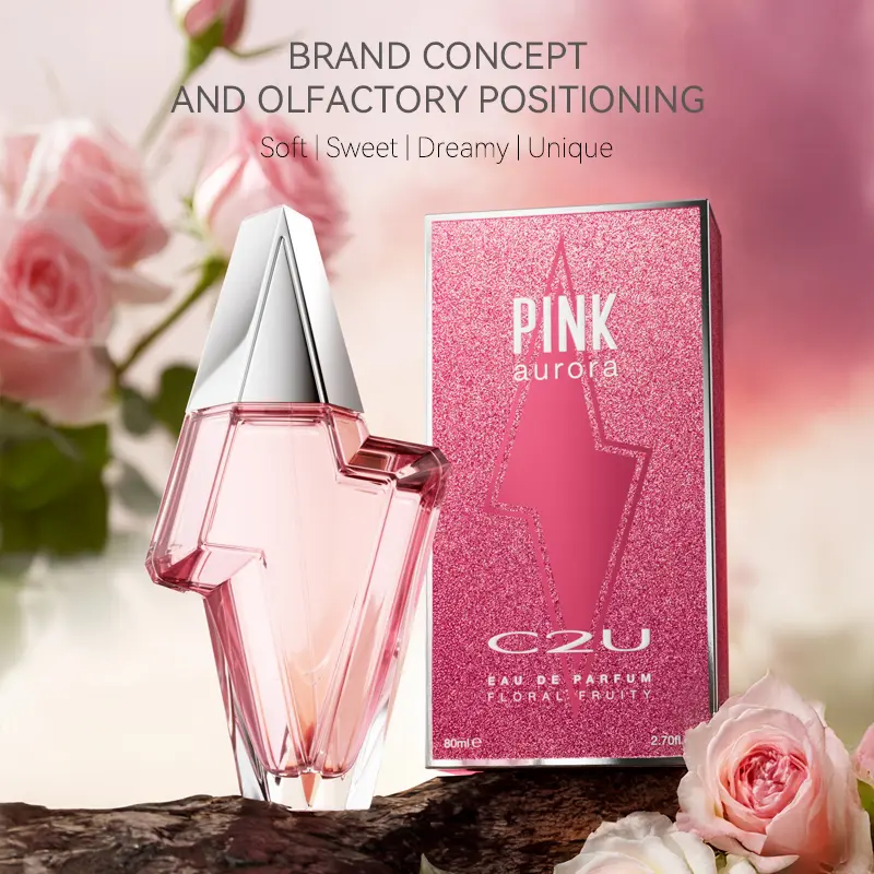 C2U Pink Auroratrace Women's Fragrance | 80ml  Floral-Fruity Scent Perfume | perfume for women |  Long Lasting Romantic Fragrance |  rose vibrant for women |  Women Perfume Gift Set
