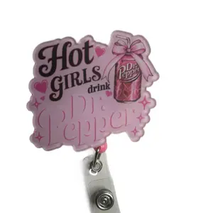 Dr Pepper Brand Badge Reel with Belt Clip for Hot Girls Drink Fans
