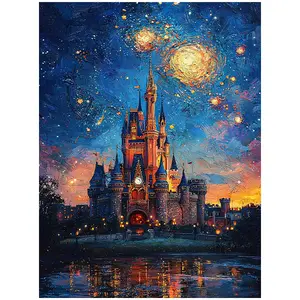 Starry Style Fantasy Castle Water Reflection Diamond Art Kit - 11.8"×15.7"