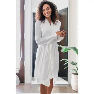 Serenity Long Sleeve Short Belted Bamboo Robe