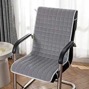High Back Velvet Chair Cushion, Full Back Seat Pad with Ties, Non-Slip Desk Cushion for Home Office WFH Essentials, Gray