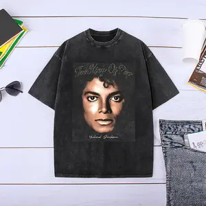 🎤   MJ Washed T-Shirt |   S-3XL Distressed Vintage Pop King Merch
