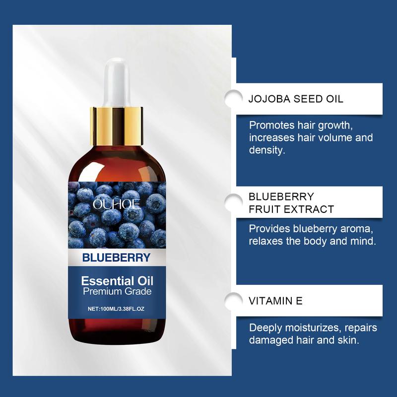 Ouhoe Blueberry Soothing Essential Oil, Moisturizing Hair Care, Full Body Skin Care, Nail Care, Multi-Functional Essential Oil