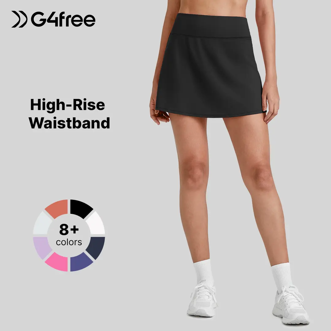 G4Free Barefeel Women's 15" High-Waisted A-Line Casual Comfy Skort - Workout Tennis Style, Skirts with Shorts Underneath, Comfortable Fit, Functional Pockets for Athletic Golf Use, Casual Comfy Skorts