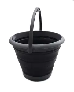 SAMMART 10L (2.64Gallon) Collapsible Fishing Bucket - Foldable Round Tub - Portable Plastic Water Pail - Space Saving Outdoor Waterpot - Trunk Organizer