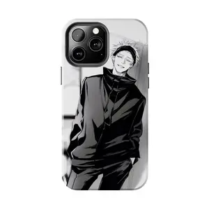 Satoru Gojo Jujutsu Kaisen Anime Case for iPhone 17-7 Pro Max Plus & Samsung Galaxy S25-S21 Ultra Plus - JJK Manga Aesthetic Black & White Minimalist Phone Cover