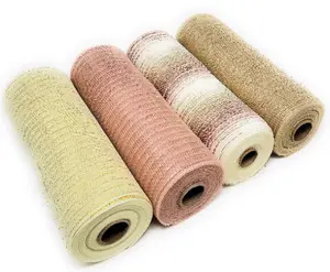 Rose Gold Ombre, Rose Gold, Champagne, Ivory 10" Wide Deco Metallic Mesh Ribbon Garland Set