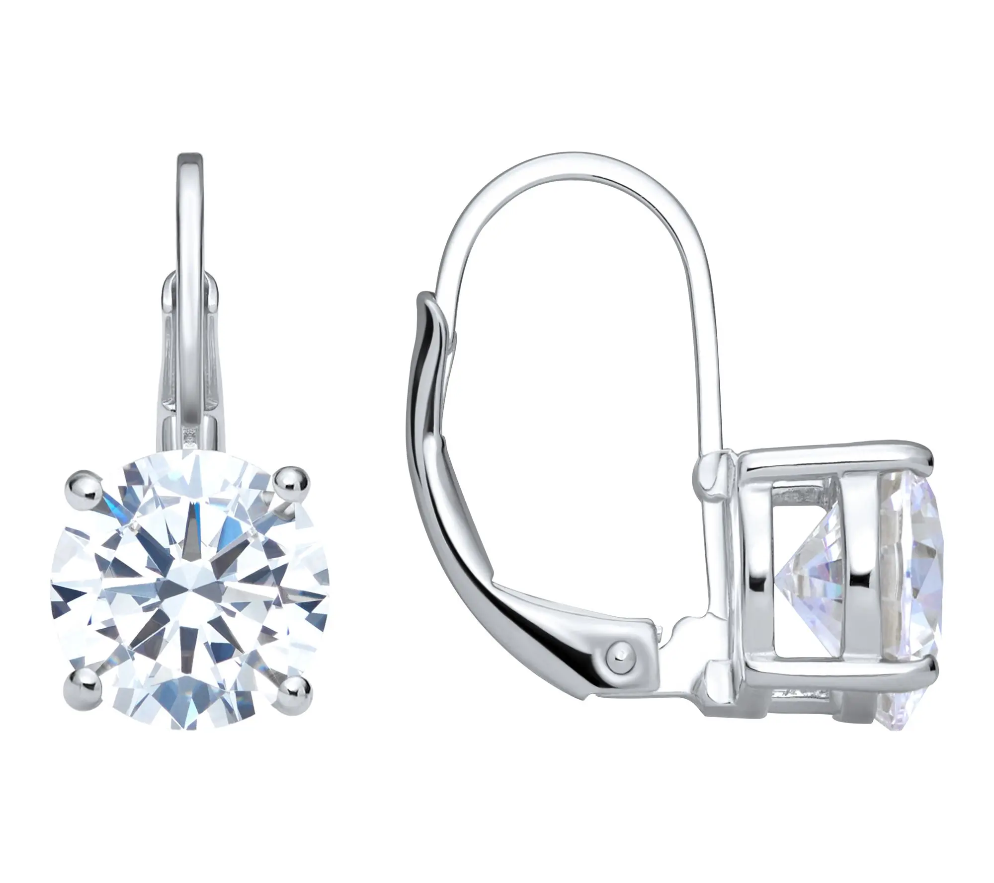Diamonique 5.15 cttw Leverback Earrings, Sterling Silver
