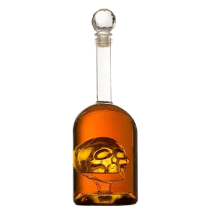 Skull Decanter in Bottler Skull Head by The Wine Savant 750ml, Skull Bottle Skull Face Enlarges with Whiskey, Tequila, Bourbon Scotch or Rum - Great Gift for Any Bar!