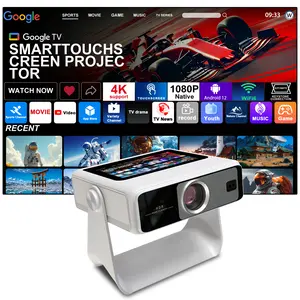 Portable Projector with 7" Touch Display, Native 1080P, WiFi 6 Bluetooth 5.2, Auto Focus Keystone, iOS Android Phone Mirroring, Smart Android, 4K Support, Home Theater Outdoor