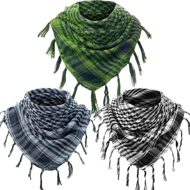 3 Pcs Shemagh Keffiyeh Head Neck Scarf Turban Unisex Arab Plaid Fringe Scarves with Tassel for Outdoor Limited Stocks Cotton Desert Scarf for Adventures