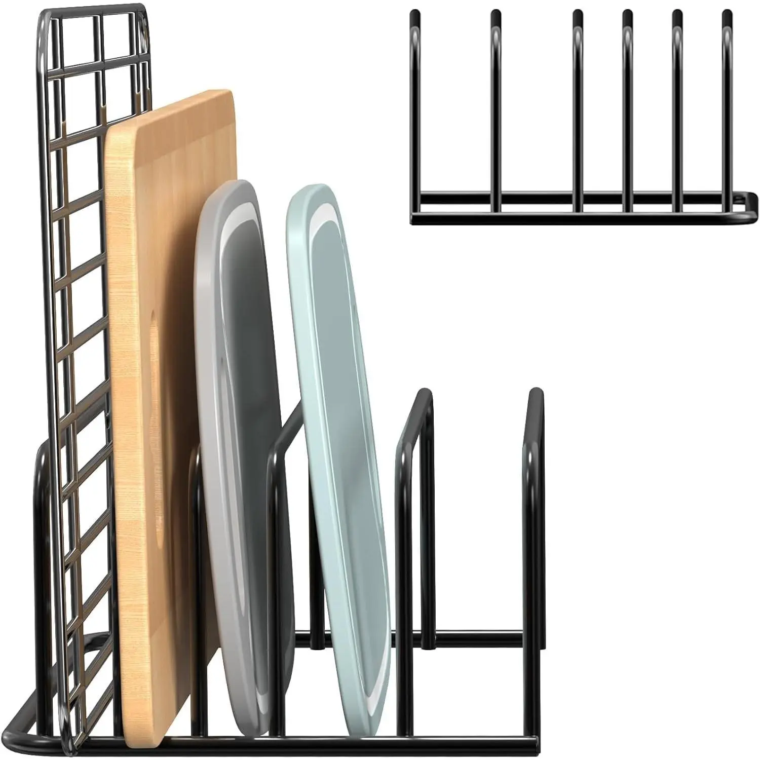 Board Organizer, [1-Pack]  Board Holder Rack Baking Cookie Pan Sheets Cooling Small Racks Storage Stand for Kitchen Cabinet Countertop Bakeware Storage Organizer Metal Black