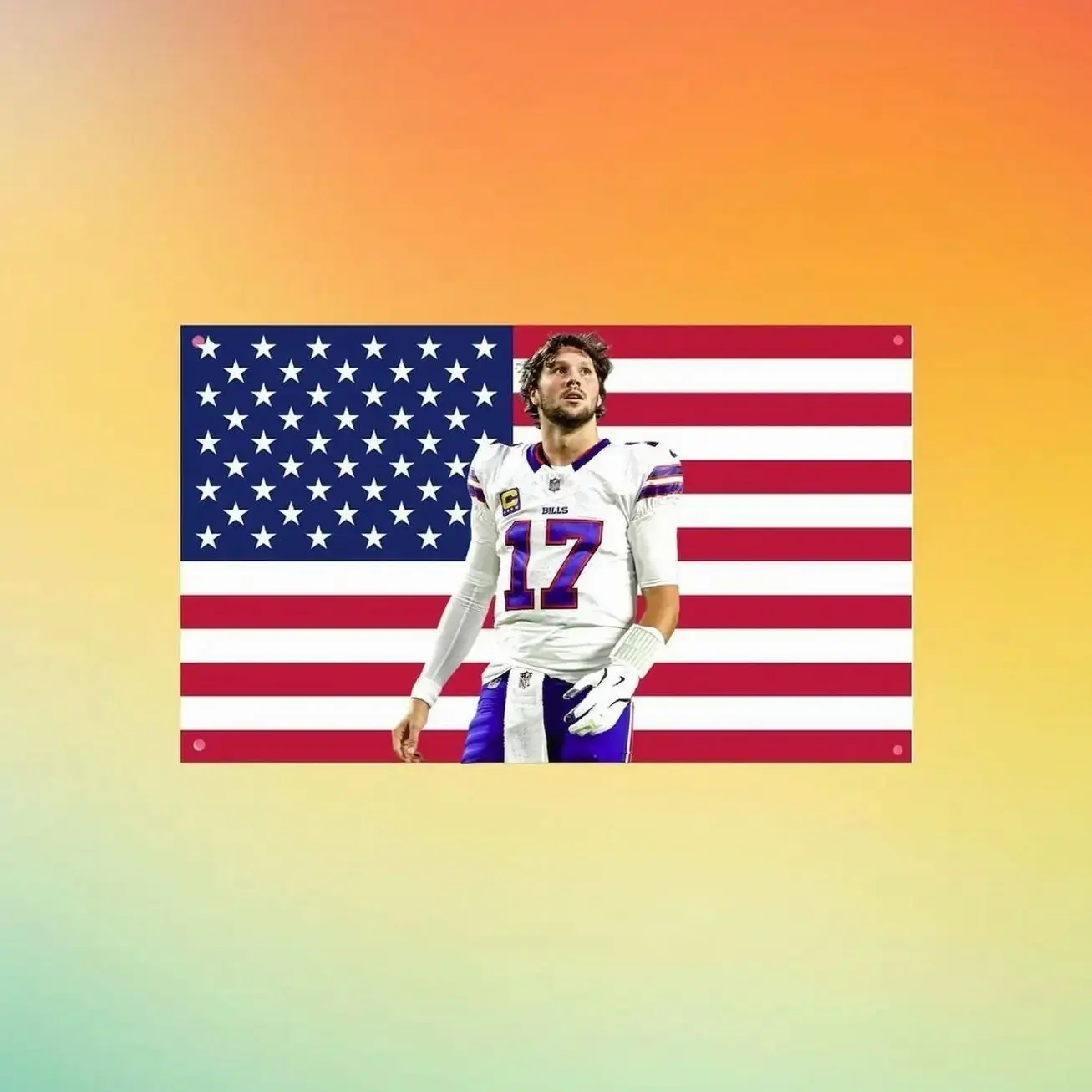 Josh Allen Buffalo Football Flag – Quarterback Wall Tapestry & Room Banner – Football Fan Decor Wall Tapestry, Fabric Wall Hanging for Bedroom, Dorm Room, Living Room and Apartment Decor, Lightweight Indoor Wall Art