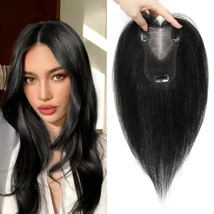 BEFUNNY 12Inch Human Hair Topper for Women with Thinning Hair 9x11cm Hand-Woven Base, Natural Clip In Hair Piece for Added Volume