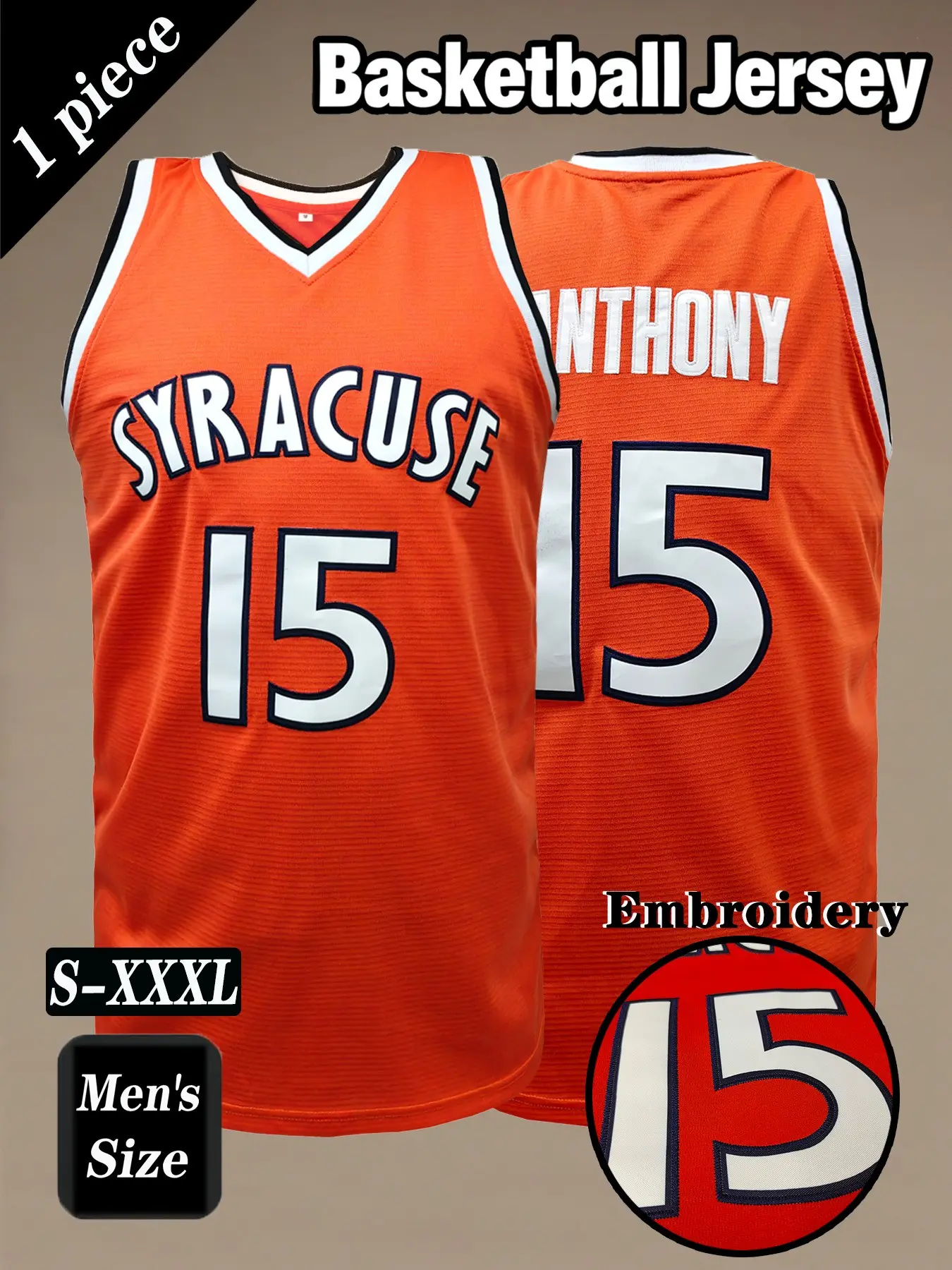 Syracuse #15 Orange Retro Basketball jersey, Embroidery basketball jersey, Classic Embroidered Sportswear, Loose Breathable Tank Top, Unisex Suitable for Daily Outdoor Activities, College Basketball Sports Competition Training, Running Exercise