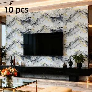 Marble Tile Wall Stickers Kitchen Bathroom Marble Backsplash Wallpaper Waterproof Self-Adhesive Wallpaper, Modern Decorative Tiles for Renovation & Decoration