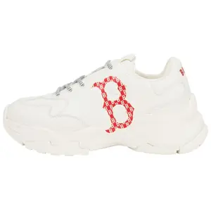 Unisex MLB Big Ball Chunky Dad Sneakers - Low-Top, Comfortable, Slip-Resistant, Lightweight White Red Footwear, Walking Shoes, Athletic Trainer