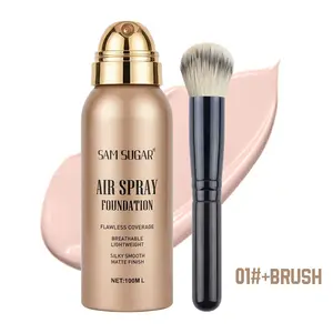 100ML High Coverage Foundation Spray Head Powder, Smooth Matte Texture, Suitable for Mature Skin, Light Shade, Natural Nude Look, Includes Brush