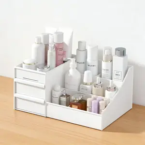 Large White Makeup & Jewelry Storage Box - Multifunctional Vanity Organizer with Bins for Brushes, Lipsticks, Nail Polish & Toothbrush shopping tictok multi-layer design